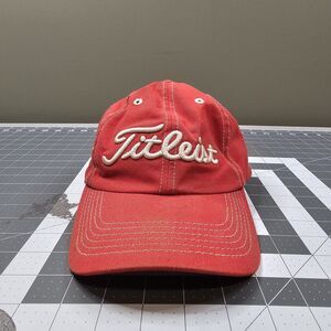 Titleist Hat Cap Strap Back Red Golf Embroidered A Flex Preppy Casual Essential